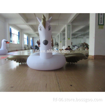 2016 Custom White PVC Inflatable Pegasus Floating Row,Swimming Pool Rider Toys